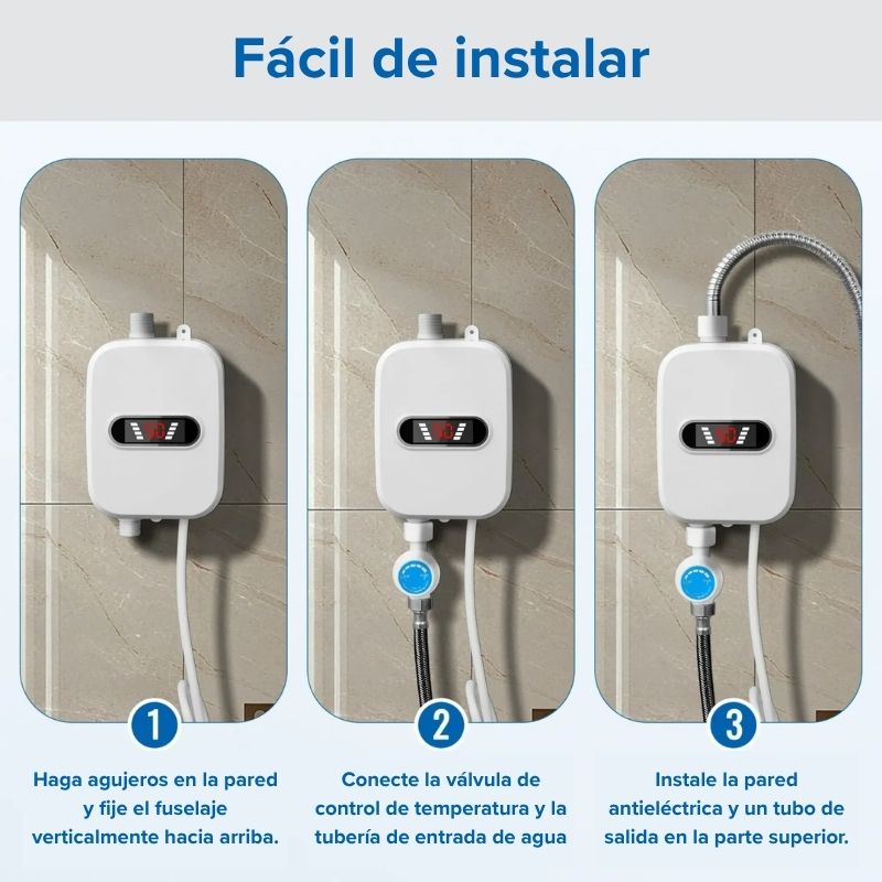 ThermaFlow Calentador de Agua para Ducha - Agua caliente sin esperas