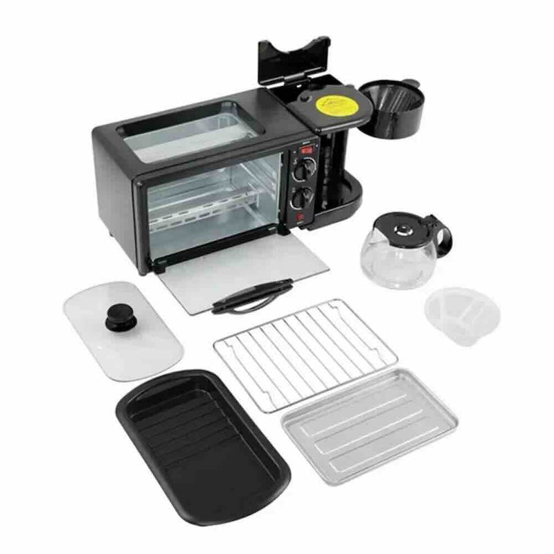 MorningChef Máquina para el Desayuno Multifunción 3 en 1 - Horno Eléctrico, Cafetera y Sartén en una Sola Máquina