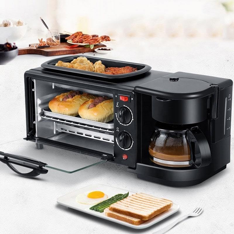 MorningChef Máquina para el Desayuno Multifunción 3 en 1 - Horno Eléctrico, Cafetera y Sartén en una Sola Máquina