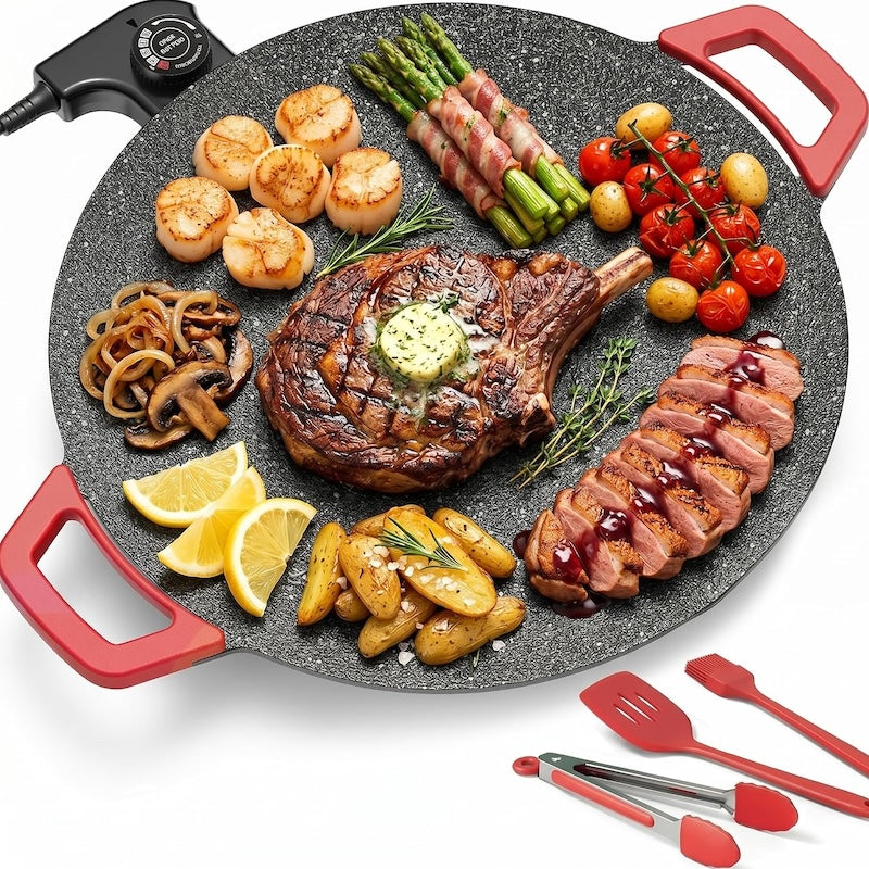 StoneCook Parrilla Eléctrica 36 cm- Cocina rápido y sin que se pegue