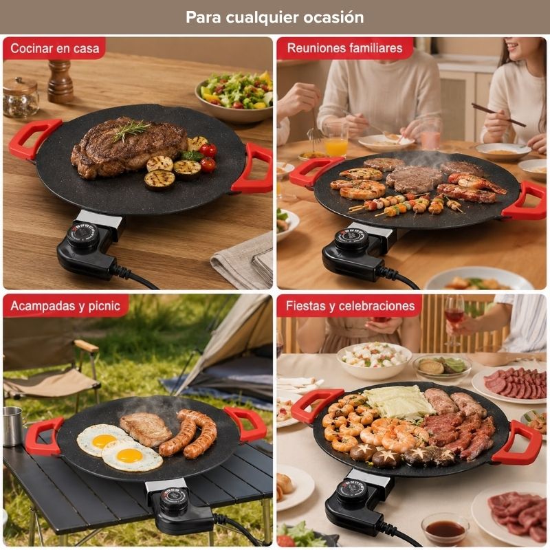 StoneCook Parrilla Eléctrica 36 cm- Cocina rápido y sin que se pegue