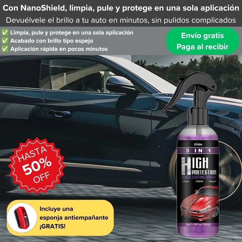 NanoShield Protector Auto 3 en 1 en spray - Brillo y protección al instante