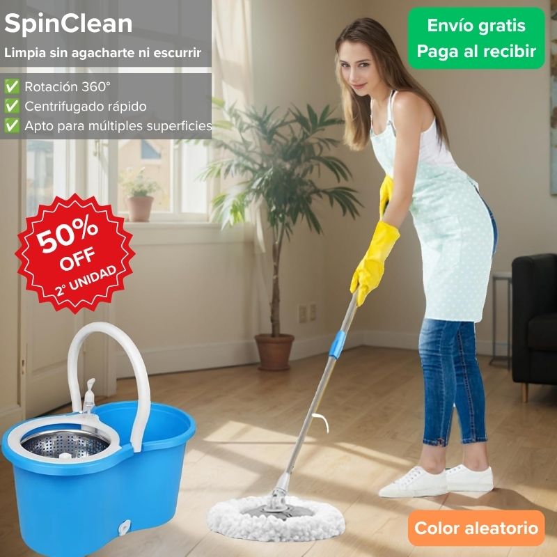 SpinClean Trapero Giratorio 360° - Limpia sin agacharte ni escurrir